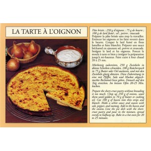 Carte postale recette alsacienne - "La tarte &agrave; l'oignon"