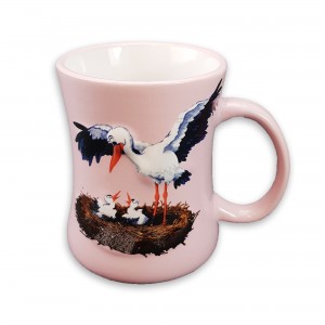 Mug en c&eacute;ramique "Cigogne" rose