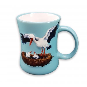 Mug en c&eacute;ramique "Cigogne" bleu