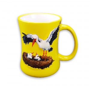 Mug en c&eacute;ramique "Cigogne" jaune