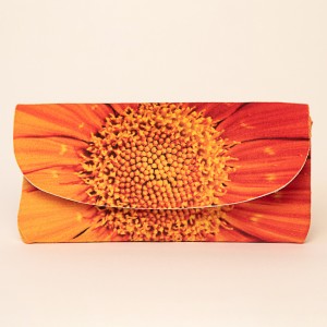 Etui &agrave; lunettes collection fleurs - Coeur soucis orange