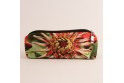 Trousse à crayons collection fleurs - Zinnia rouge fond vert