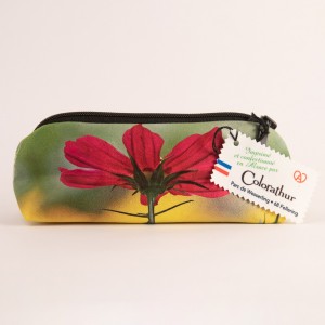 Trousse &agrave; crayons collection fleurs - Cosmo fuschia fond jaune