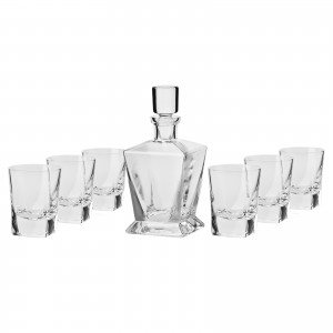 Coffret 7 pi&egrave;ces service &agrave; Whisky "CARO" - cristallin souffl&eacute; bouche