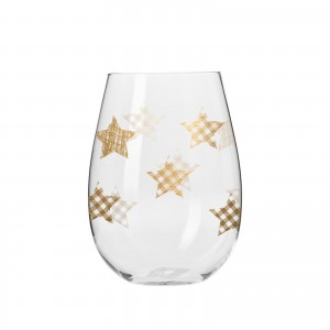 6 verres avec d&eacute;cor &eacute;toiles de No&euml;l dor&eacute;es - 50 cl