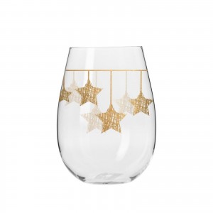 6 verres avec d&eacute;cor &eacute;toiles de No&euml;l dor&eacute;es suspendues - 50 cl