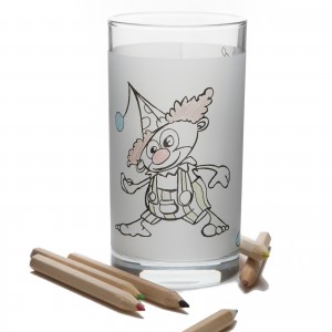 Verre avec clowns &agrave; colorier - lavable 